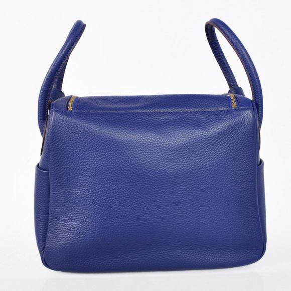 High Quality Replica Hermes Lindy 30CM Havanne Handbags 1057 Dark Blue Leather Golden Hardware - Click Image to Close